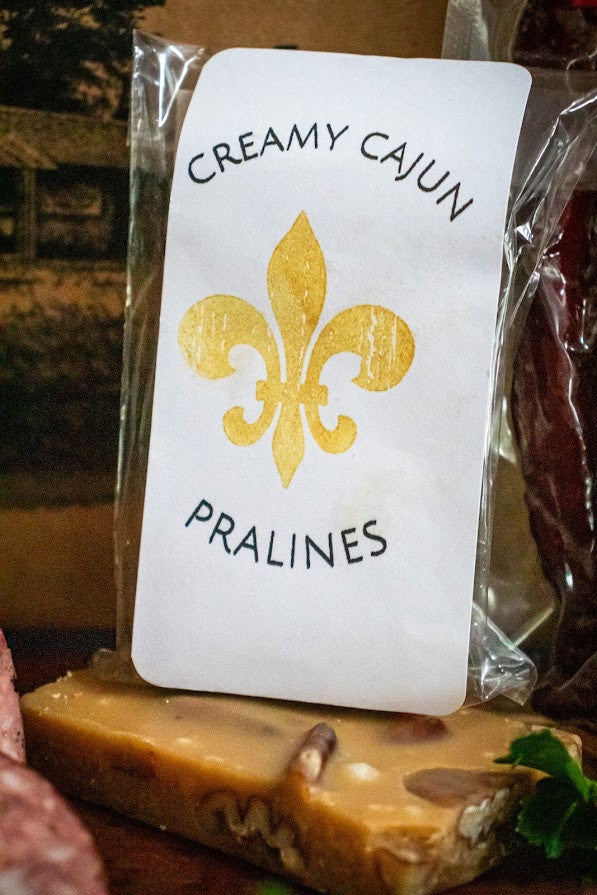 These are the best pralines we've ever had. They are made in small hand-made batches by a local friend of ours, Mrs. Joan Bourg. 